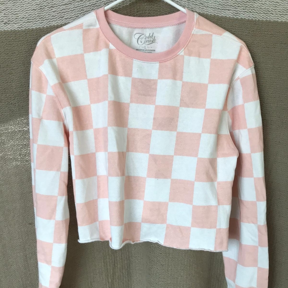 Cropped Checkered Sweater